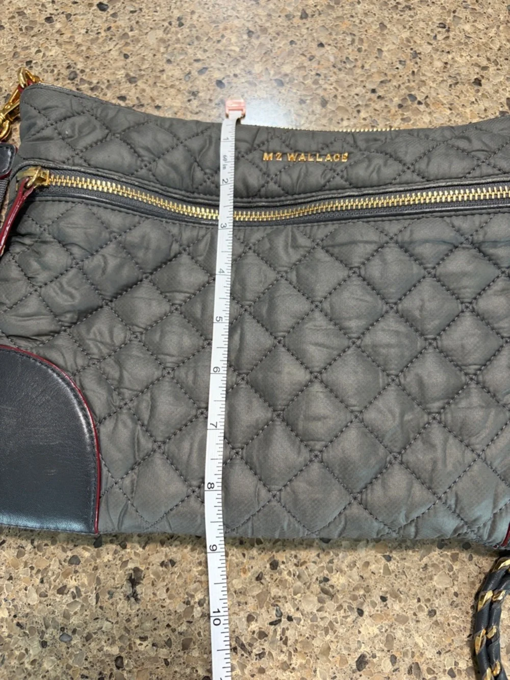 MZ Wallace Quilted Crossbody in Charcoal with Black Trim - Picture 13 of 13